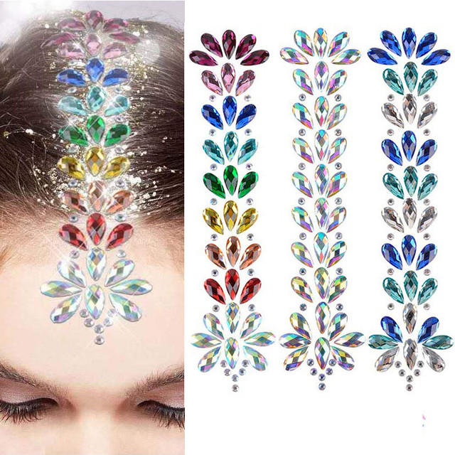 Acrylic Rhinestones Stickers, Self-adhesive Body Stickers